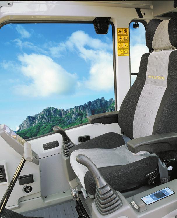 . Sliding front and side windows provide improved ventilation.. A large sunroof offers upward visibility and additional ventilation. omfortable Operator Environment.