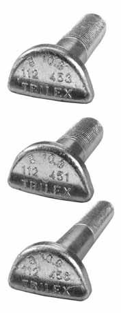 Bolts TRILEX cup head bolt M18 x 2 TRILEX bolt M20 x 2 Type Shaft length Weight Spare part Order no. mm M18 x 2 48 0.130 124-85 659 112 477 M18 x 2 52 0.