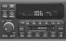 AM-FM Stereo with Cassette Tape Player and Automatic Tone Control (If Equipped) Playing the Radio VOLUME: Press this knob to turn the system on and off. To increase volume, turn the knob clockwise.