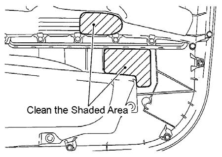 1) Install the service hole sub-cover on top of the door service hole cover into the position shown in the illustration.