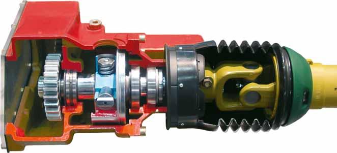 A cam-type clutch submerged in oil is integrated into gearbox. Sealed for reliable protection against dust. Ideal adjustment of rotor speeds for all soil conditions and tillage inten - sity.