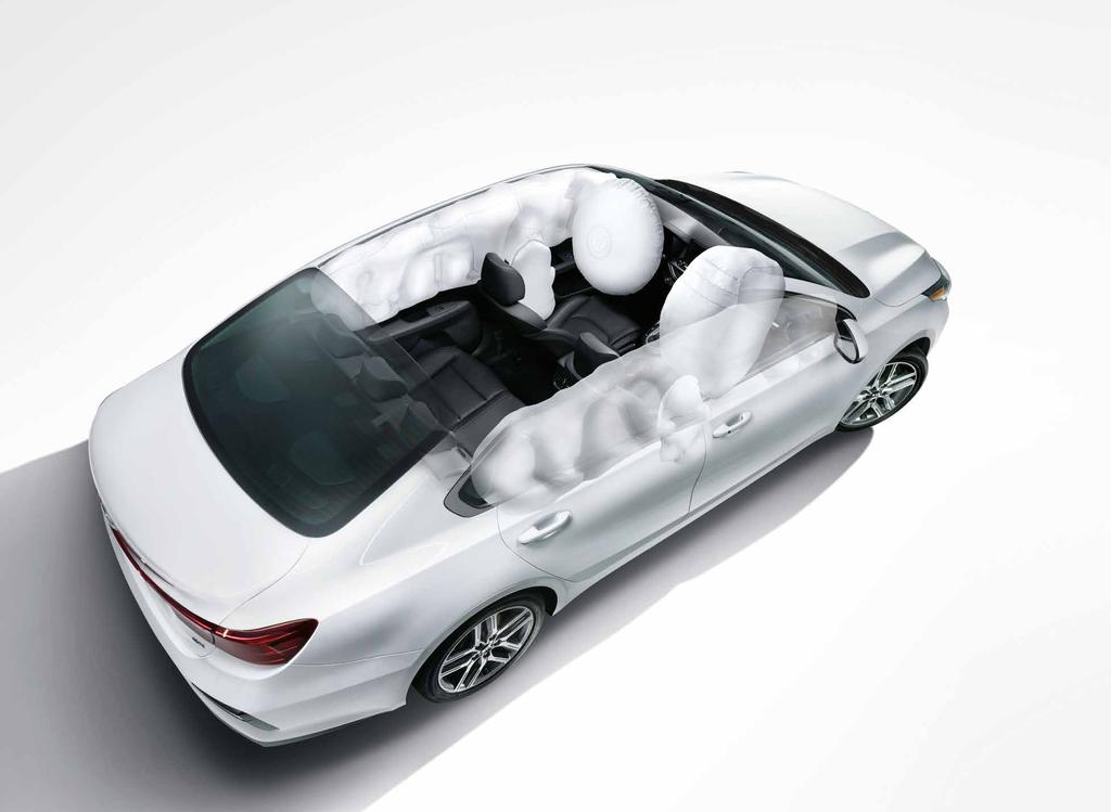 KIA.CA/FORTE SAFETY SAFETY never takes a day off Advanced sensor systems, strategically placed airbags and breakthroughs in material design, that have led to stronger body construction, are just a