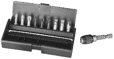 Phillips screws 6 05 0 2 0 2 Tool Kit consisting of: quick-change chuck, magnetic with shank /4" and 9 different Bits /4" for Phillips screws and slotted screws SW M 4 50 6050200500 4 M 5 50
