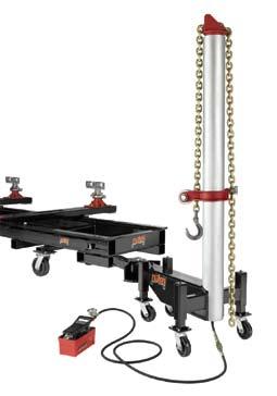 The Shop-Hopper s optional 5-ton tower can be easily maneuvered and locked into any of 14 different mounting locations and the burly tower pivots within each location to provide shops with a