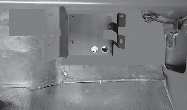 4. 1. Measure and mark the firewall insulation as shown in Photo 1, below. NOTE: The measurement starts at the kick panel and runs along the section where the firewall meets the floorboard. 2.