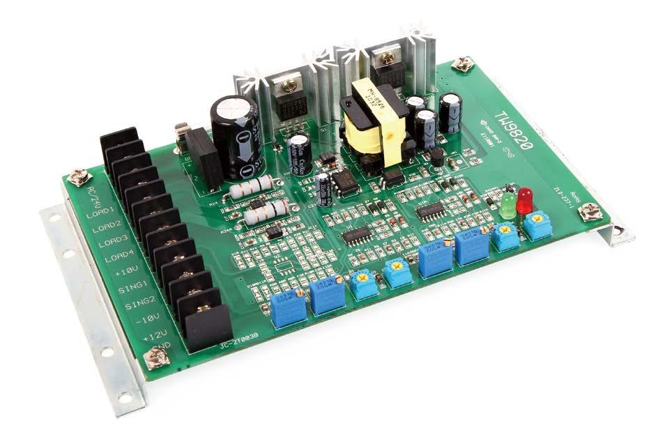 Proportional Valve > Electronic Amplifier P-C Board TW9820 MODEL SPEC. Model Supply Voltage Fuse TW9820 AC28V ± 20% DC24V 2A Load Coil Resistance 20Ω ( 20 C ) Input Control Voltage 0V ~ +9V Max.