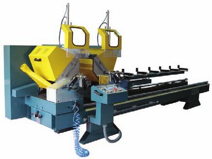 TNF125 NON-FERROUS UPCUT SAW TNF113 AUTOMATIC NON-FERROUS DOUBLE HEAD CUTTING MACHINE Mitering 9 left, straight 9 and 9 right with rapid adjustment bumpers