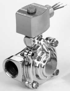 qwer Normally Closed or Normally Open and Hot Water Valves Brass or Stainless Steel Bodies 1/8" to 2 1/2" NPT NC NO 2/2 SERIES Features Handle the challenges of high-temperature fluids.