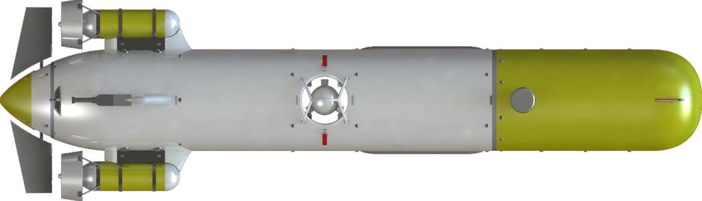 fins will still be active for having a zero pitch position, and this stabilizes the vehicle a lot specially in heave and surge movements. Figure 3: Top and lateral view of SPARUS II.