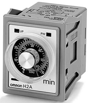 Motor Timer H2A Miniature, High-performance Motor Timer Employs high-reliability bifurcated contacts for output. Moving pointer provided in all types for confirmation of elapsed time.