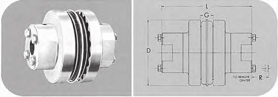 Type SC Spacer Couplings BTS Conventional Spacer Design D L G The table below shows assembled dimensions of Sure-Flex Type SC Spacer Couplings.