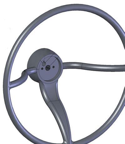 #2612100040 55-57 Horn Kit with Ring Steering wheel modifications for 1955-56-57 Chevys with Stock Steering Wheel mounted on Steering Column The spline in your stock steering wheel is the same as the