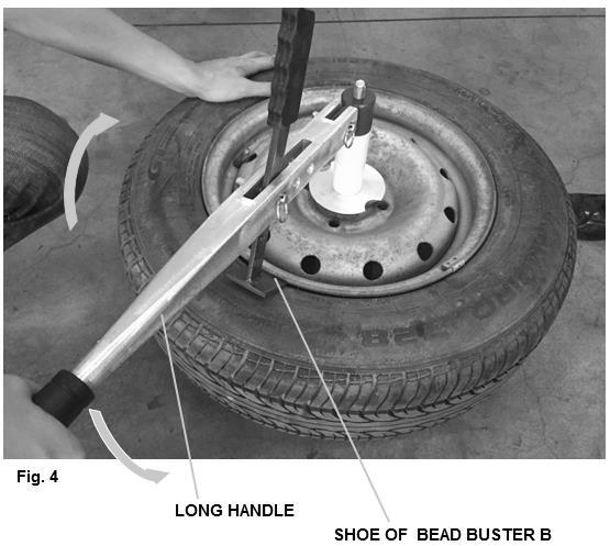 Operating Instructions Preparing the Tire Before Use. Place the hub holder (#6) in the desired position. See Fig. 2. 2. Remove the air from the tire assembly.