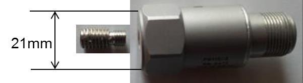 be screwed by a threaded pin on the front side of the sensor.