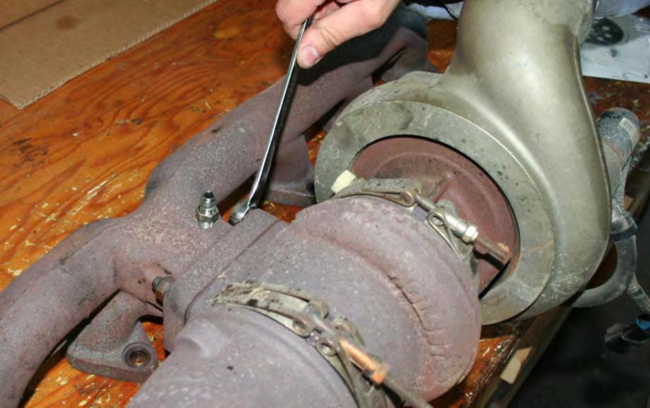 Note: Once the turbo is removed from the manifold clean the flange surfaces to ensure a clean connection upon reinstallation.