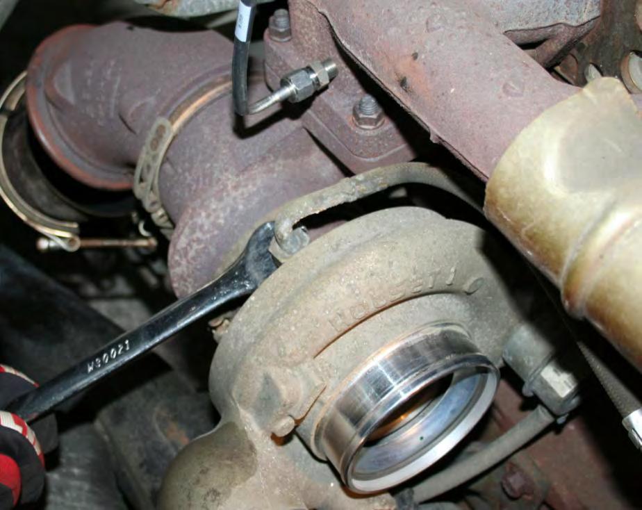 Remove turbo oil feed from the turbo. 8.