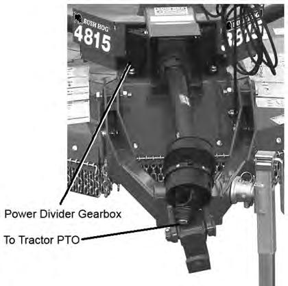 ASSEMBLY DRIVELINE ATTACHMENT TO IMPLEMENT ASSEMBLY CV DRIVELINE 1. Secure the opposite end to the power divider gearbox using the tapered pin and locknut. Tighten nut to 30 ft. lbs. 2.