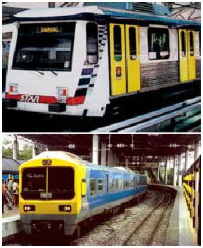 398. Rail services have become a significant factor in public transport in Kuala Lumpur since the opening of the Light Rail Transit (LRT) System 1, Sistem Transit Aliran Ringan Sdn Bhd (STAR) in 1996