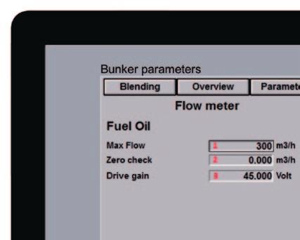 Bunker Blending Operator display - parameters. 1.