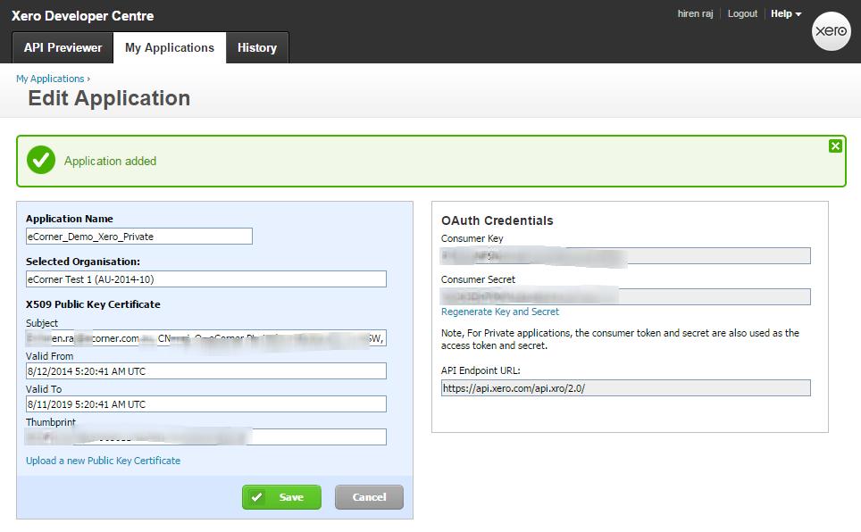 Add Private Application in Xero You will need to tell Xero that you are using the epages application