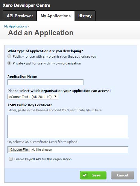 Add an Application see image on the right.