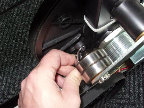 FIGURE A FIGURE B 4) Reverse Steps 1-3 to install a new drive belt. NOTE: Be sure to reattach the tension spring (Figure C).