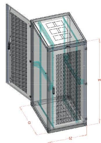 19 "server cabinets - self-assembly Perforated sheet steel front door 80%, Perforated rear door panel divided and perforated 80% ACE S2 Usable Height U x 44,45 MM Dimentions(mm) width Load capacity