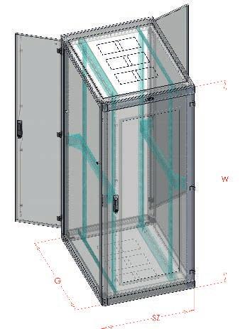 ACE D2 19 "server cabinets - self-assembly glazed front door, vertically divided rear doors Usable Height U x 44,45 MM Dimentions(mm) width Load capacity (KG) Usable UD RAL 7035 () RAL 9005 () S W G