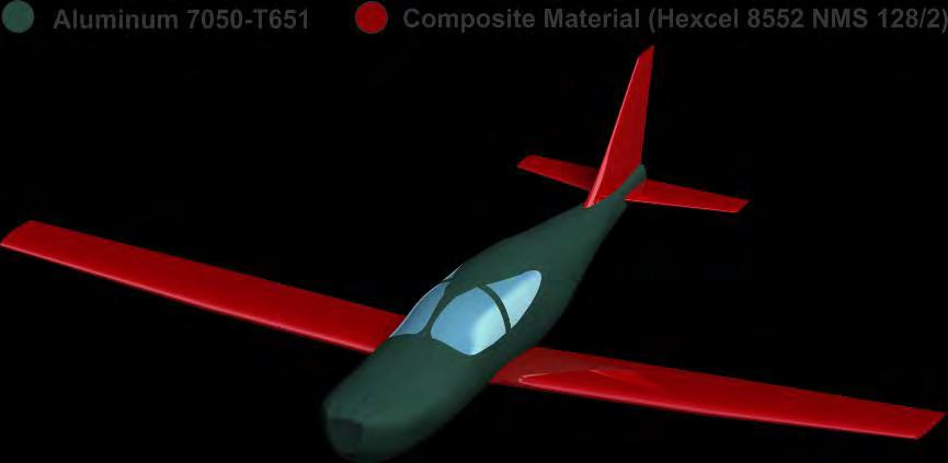 Final Material Composition After designing the wing, the fuselage, and the vertical and horizontal tails, a final material composition of the aircraft s main components is displayed in Figure 63.
