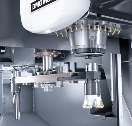 1: Double gripper 2: integrated chain magazine with 120 stations with no additional space requirements DMU DMC SERIES Ergonomic machine-integrated tool magazine with compact footprint DMU DMC 65 DMU