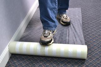 protective films Carpet Protection Tacky Mats Premium Carpet Protection Film Zone-Coated Carpet Protection Film Presto Tape s clear Carpet Protection Film is a temporary, yet extremely effective way