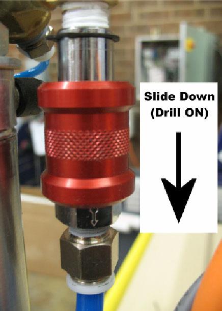 With the slide valve in the up position, the slide prevents any air from entering the system.