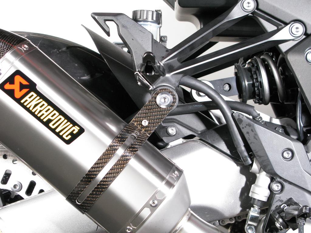 For Slip-On only: slide the muffler pipes all the way into the stock collector outlets, align the mufflers in respect to the motorcycle and tighten the muffler clamps to the