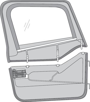 If necessary, use a 1/8" Allen Wrench to loosen the Collars on the front and rear upper door pins.