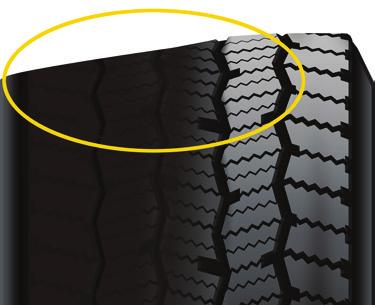 Irregular Tire Wear Guide (Steer Tires) Description Appearance Possible Cause Solution Full shoulder Excessive wear extended across the