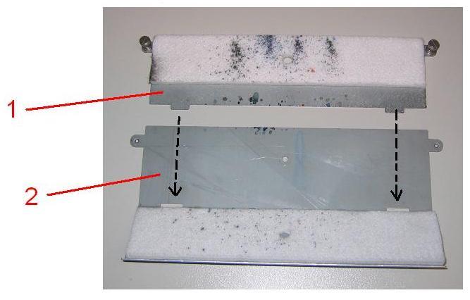 1 = Capping sponge 2 = Plate Step 4 : Close the front cover and press the [ENTER]