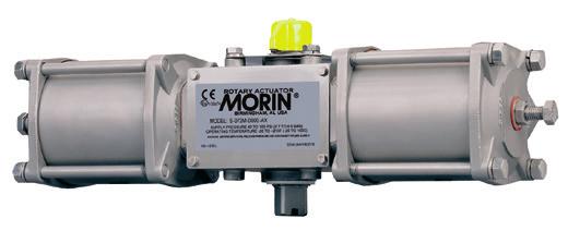 MORIN Stainless steel spring return and double acting pneumatic quarter-turn actuators Output torques to 26890 Nm Features and benefits Innovative stainless steel construction as standard provides