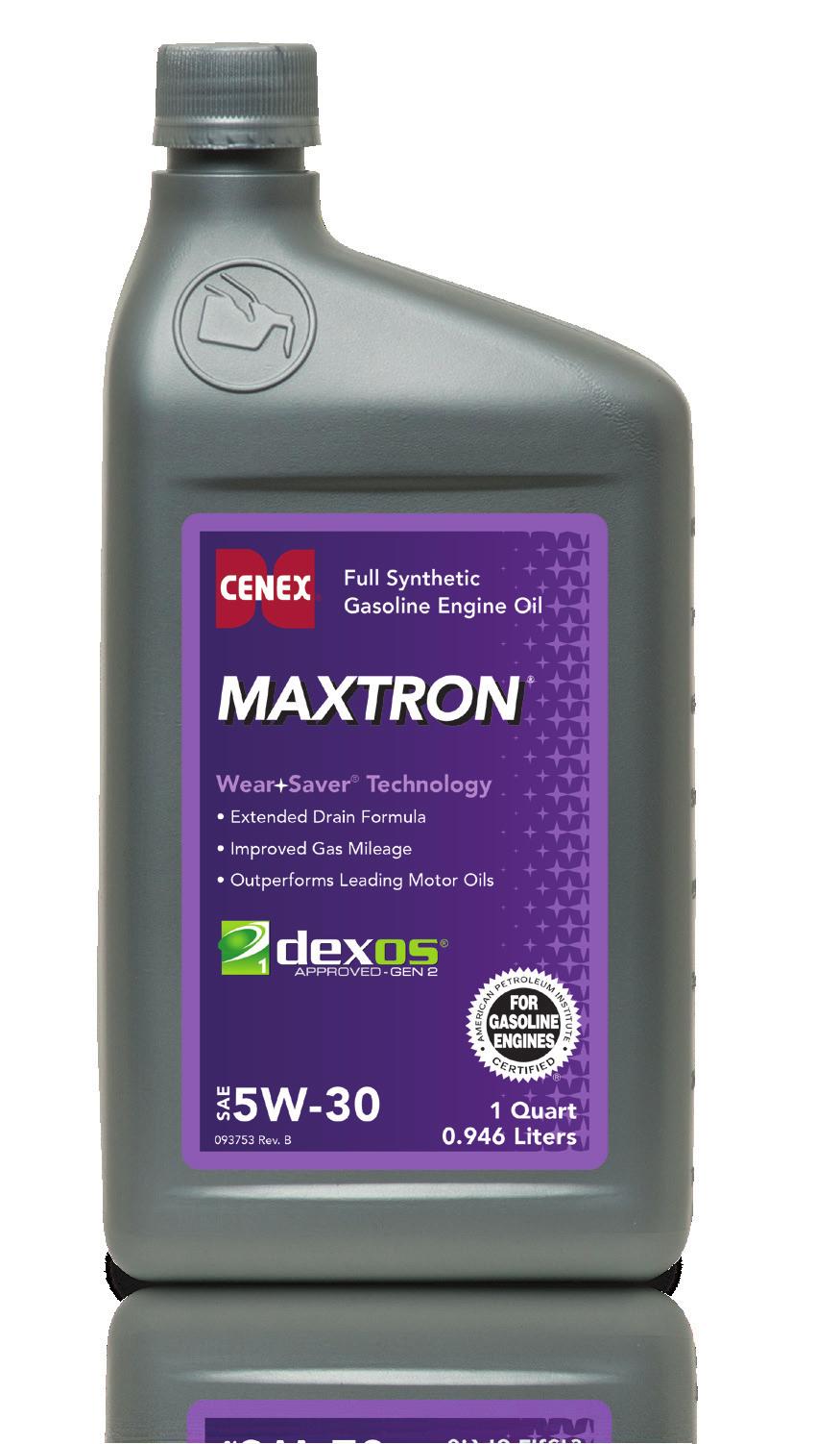 THE CENEX GASOLINE ENGINE OIL ADVANTAGE Maxtron A high performance, full-synthetic engine oil that provides maximum protection, keeping passenger cars, trucks and other gasoline-powered equipment