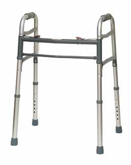 ProBasics Dual Release Walker Easy-to-use, red button release allows simple folding by fingers, palm, or side of hand Lightweight 1 anodized aluminum frame construction provides superior strength
