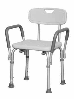 Tool-free assembly HCPCS Code: E0240 A Bariatric Shower Chair - Not Shown Comfortable, blow-molded seat with integrated handles for additional support Dual cross brace for extra stability with