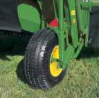 mowing made easy Big, wide tyres reduce soil compaction by more than