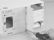 Note: This position is used with 8470 and 8475 management hardware. 4.2.3 For 23" (58.4 cm) rack mounting attach the brackets to the housing as shown, using two 10-32 screws for each bracket.