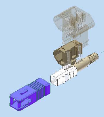 suitable for premise, LAN and Telco applications. The connector does not employ a special assembly tool, but incorporates its own preassembled wedge clip.
