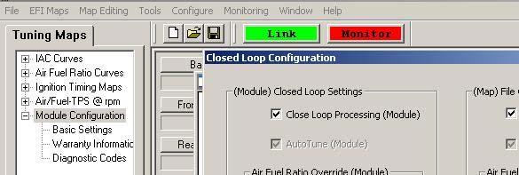 While linked, from the Tuning Tree select [Module Configuration] [Diagnostic Codes].