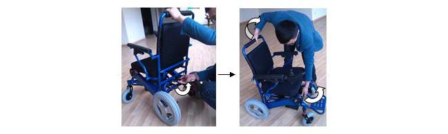 You can also fold with one hand by pushing to top part of the frame towards the ground. The wheelchair will fold up easily using one hand or two.