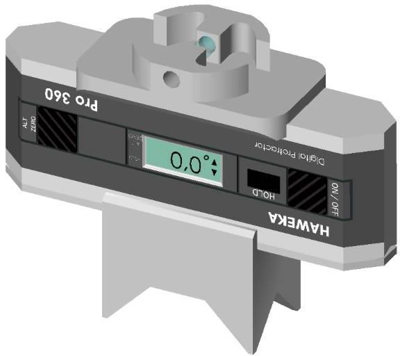 It can be moved to the left and to right and is fixed by a magnet on the inclinometer. Prism adaptor Vehicle manufacturers have defined the surface for taking measurements of axle geometries.