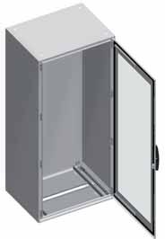 The double doors are overlapping, with system for fixing the left door. Welded rear panel. Standard locking system with handle and 5-mm double-bar insert. 4 support brackets for the mounting plate.