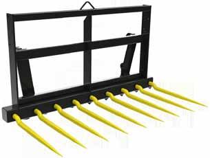 This attachment requires a third hydraulic control circuit to activate the grab portion of the attachment. All tines fit into a tapered sleeve and are removable.