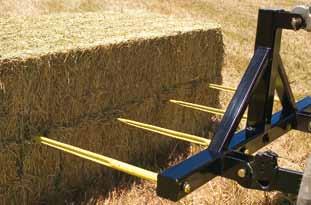 Used in conjunction with the dual round bale spike attached to a front end loader you will be able to move 4 and up to 6 round bales at once.