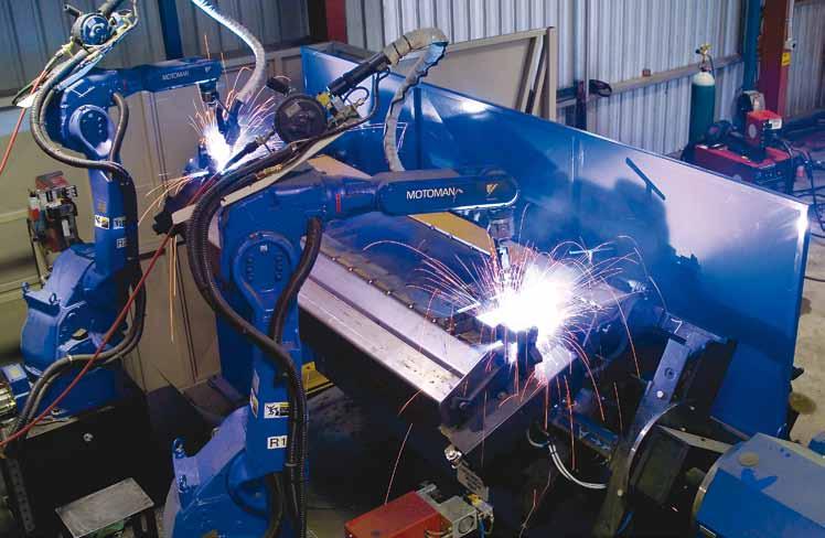 Challenge Implements use two robotic welding machines, including dual robots controlling two welding torches simultaneously, allowing both welding torches to work on the one product at